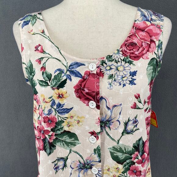 Vtg 80s 90s NOS Brights Creek Cottage Garden Midi Dress Romantic Boho M? Floral - Picture 5 of 15